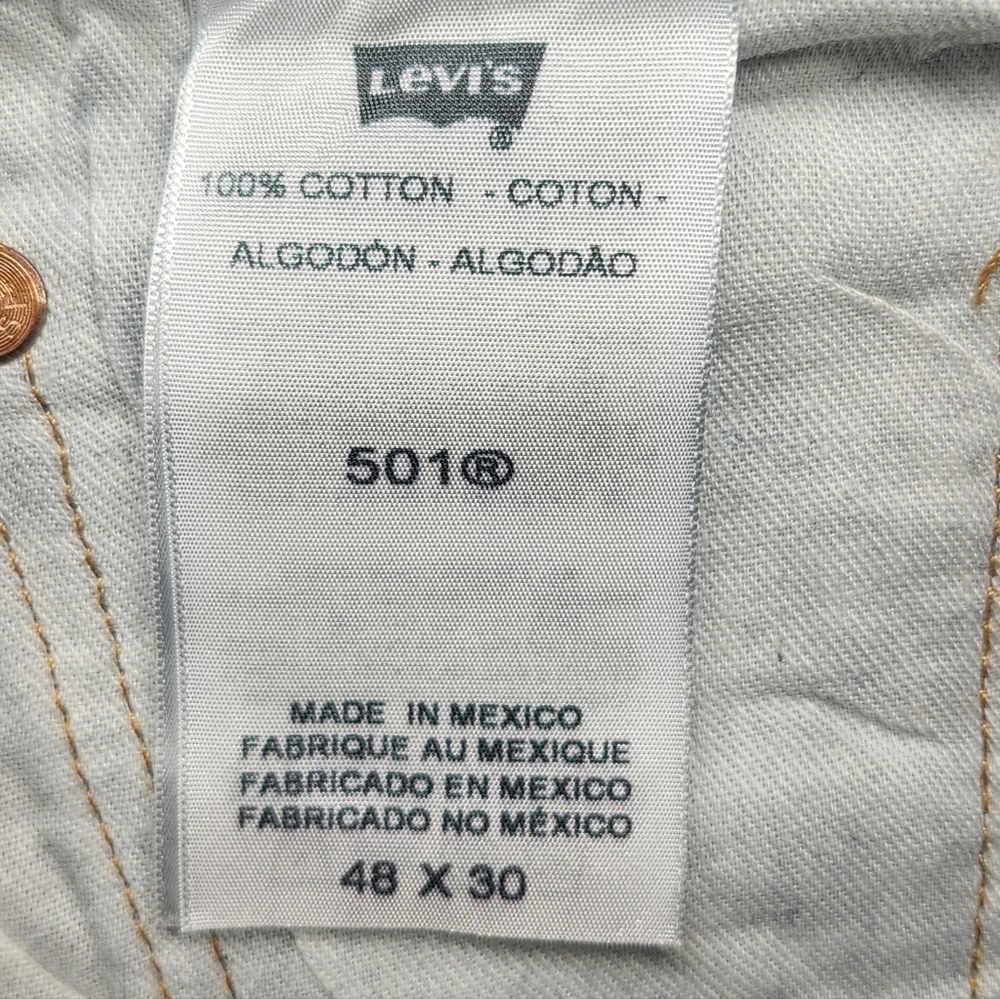 Levis 501 Dark Blue 100% Cotton Button Fly Denim Jeans 48 X 30 - Picture 8 of 9